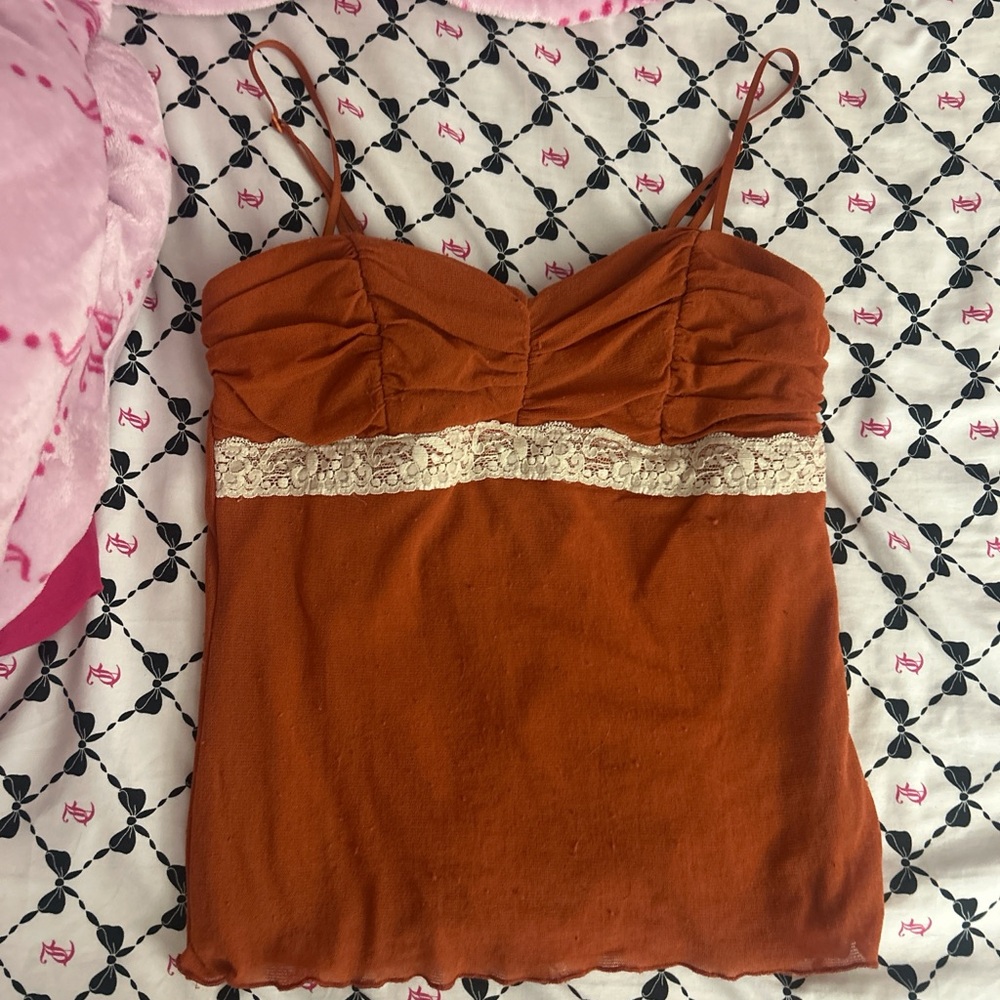 Speechless Rust Camisole with Lace Accent